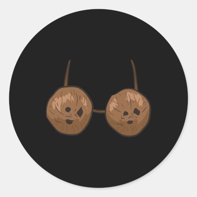 Fun Coconut Summer Coconuts Bra Fun Halloween Cost Classic Round Sticker (Front)