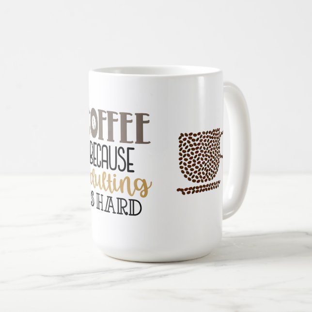Fun Coffee Bean Typography Adult  Coffee Mug (Front Right)