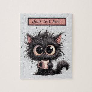 Fun coffee cat add text  jigsaw puzzle
