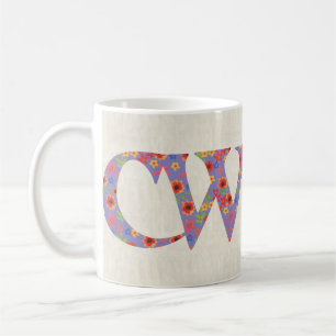 Fun Coffee Mug, Welsh Floral Cwtch Slogan, Mug