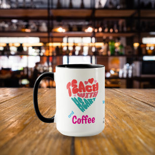 Fun Coffee Teach Pink Blue Typography Personalize Mug