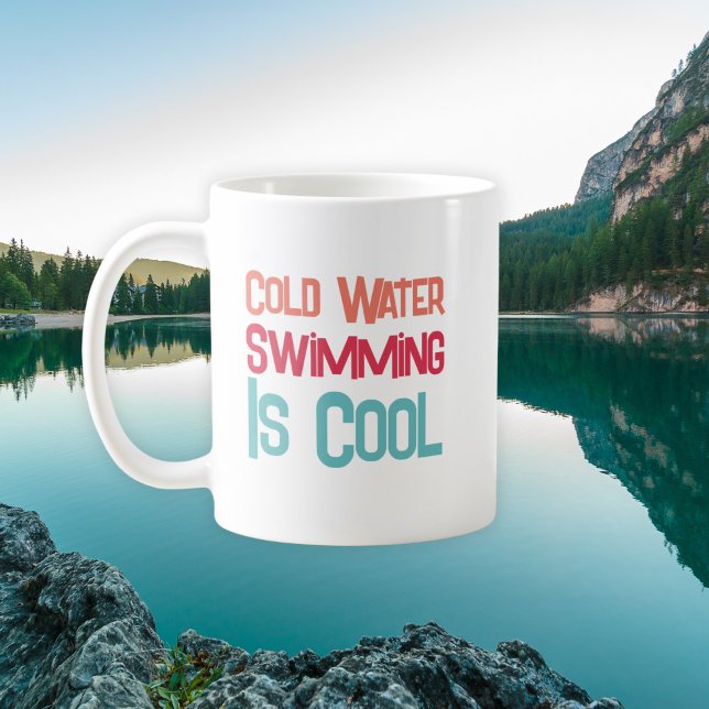 Fun Cold Water Swimming Modern Typography  Coffee Mug (Creator Uploaded)