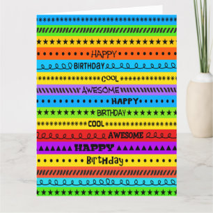 FUN COLOR BIG COOL AWESOME HAPPY BIRTHDAY GREETING CARD