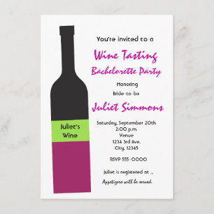 Fun Coloré Vin Dégustation Filles Fête Invitation