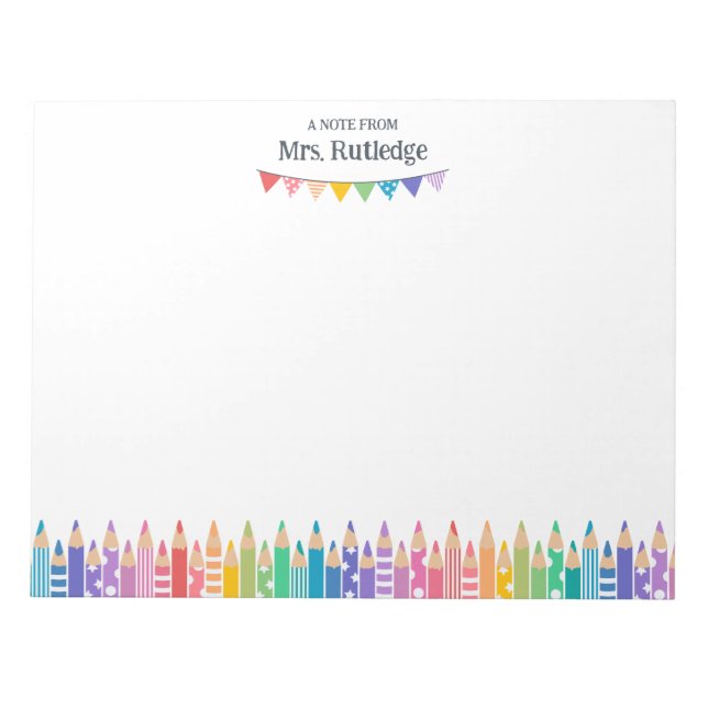 Fun Colored Pencils Note From School Teacher (Front)