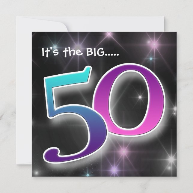 Fun & Colorful 50th Birthday Party Invitation (Front)