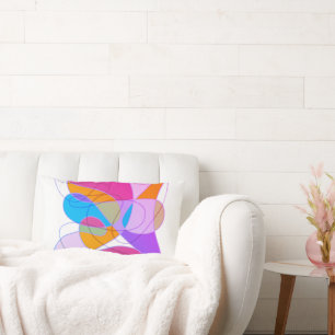 fun colorful abstract art boho purple pink blue lumbar pillow