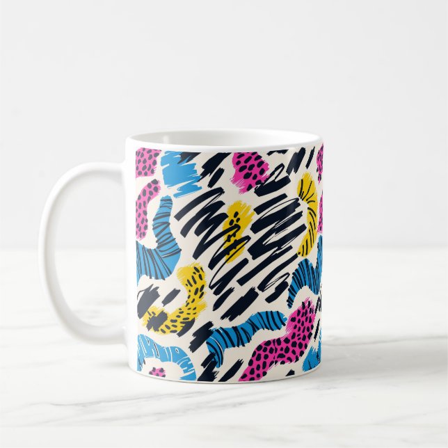 Fun colorful abstract drawing of animal patterns coffee mug (Left)