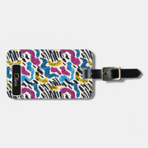 Fun colorful abstract drawing of animal patterns luggage tag