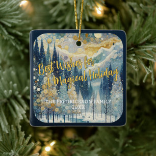 Fun Colorful Abstract Winter Wonderland Art Ceramic Ornament
