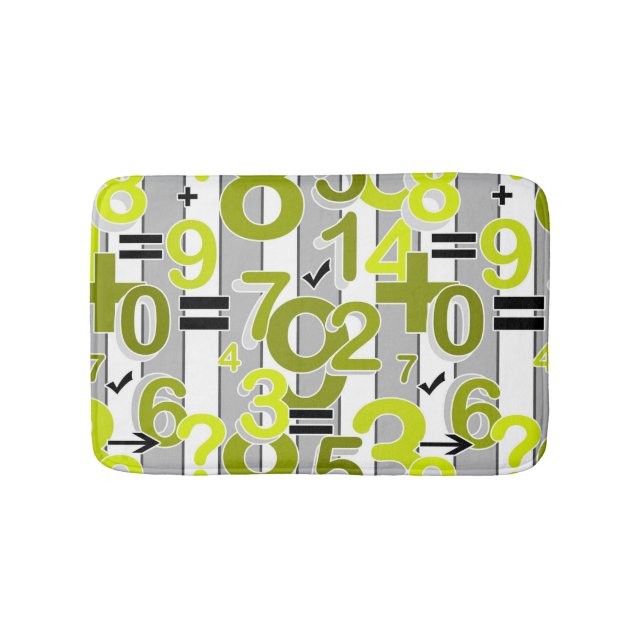 Fun colorful arithmetic math bright retro pattern  bath mat (Front)