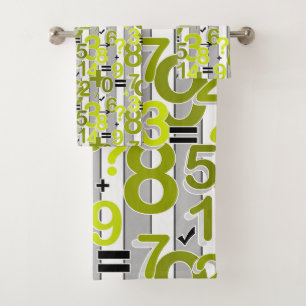Fun colorful arithmetic math bright retro pattern bath towel set