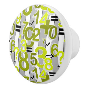 Fun colorful arithmetic math bright retro pattern  ceramic knob