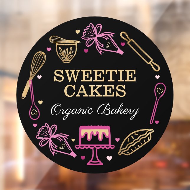 Fun Colorful Baking & Cooking Utensil Black & Gold Window Cling (Sheet 2)