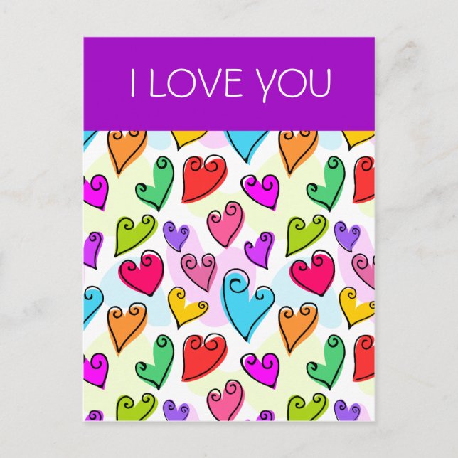 Fun Colorful Coeurs de Valentine Carte postale (Devant)