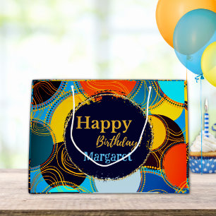 Fun Colorful Multi Blue Circle Abstract Retro Large Gift Bag
