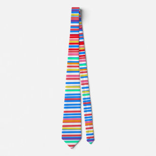 Fun Colorful Overlapping Geometric Stripes Tie