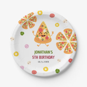 Fun Colorful Pizza Party Kids Birthday Paper Plate
