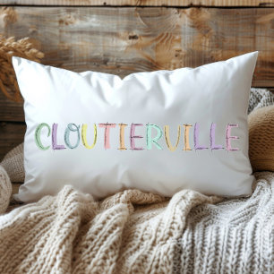 Fun Colorful Sketch Cloutierville Louisiana  Lumbar Pillow