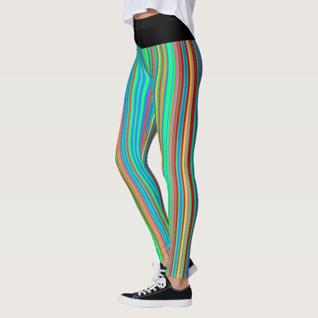 Fun Colorful Stripes Pattern Leggings (Left)