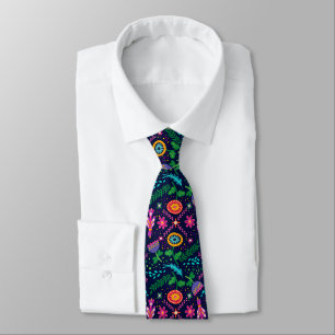Fun Colorful Stylized Floral Tie