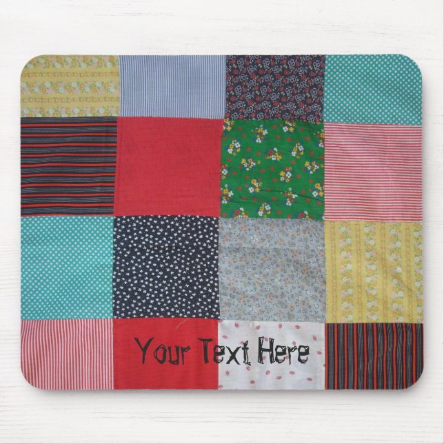 fun colorful vintage patchwork fabric mouse pad (Front)