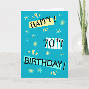 Fun Colour Block 70th Birthday Greeting Card