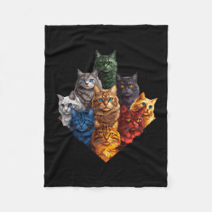 Fun Colour Cats Art Outfit For Cat Mom Dad Lady Me Fleece Blanket