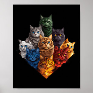 Fun Colour Cats Art Outfit For Cat Mom Dad Lady Me Poster