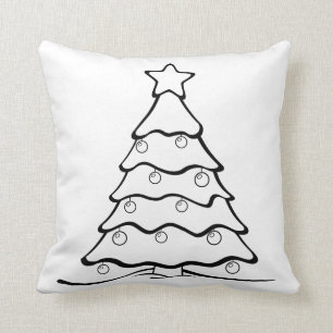 Fun Colour Me Christmas Tree Crafty Throw Pillow