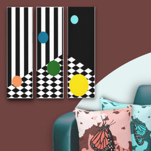 Fun Coloured Balls On Blac & White Canvas Print