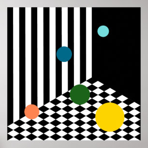 Fun Coloured Bouncing Balls In Isometric Room Poster