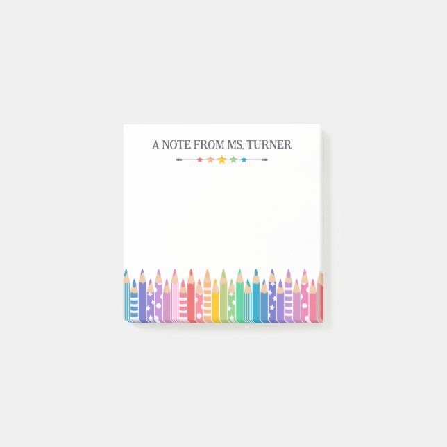 Fun Coloured Pencils Note From School Teacher (Front)