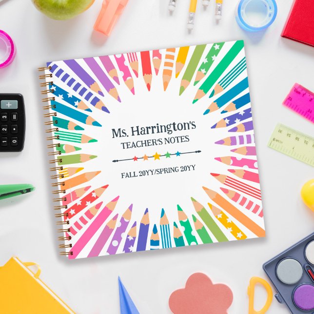 Fun Coloured Pencils & Stars Teacher's Notes Notebook (Creator Uploaded)