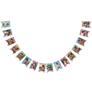 Fun Colourful 16 Photos or Name, Wish Customizatio Bunting Flags