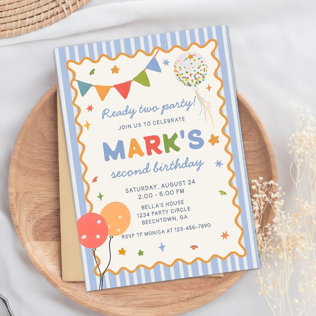 Fun Colourful 2nd Birthday Invitation (Creator Uploaded)