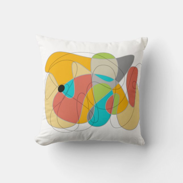fun colourful abstract art boho orange turquoise throw pillow (Front)
