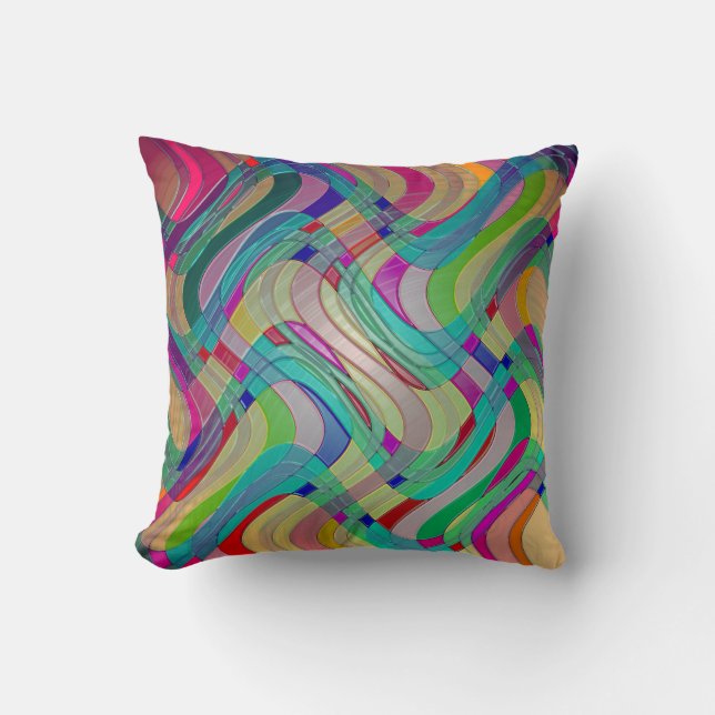 Fun Colourful Abstract Art Design Throw Pillow (Front)
