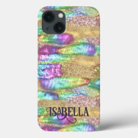Fun Colourful Abstract Artsy Faux Gold Glitter