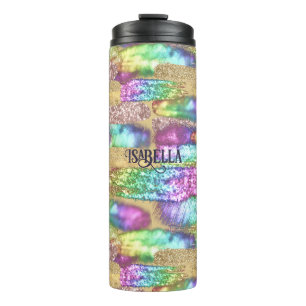 Fun Colourful Abstract Artsy Faux Gold Glitter Thermal Tumbler