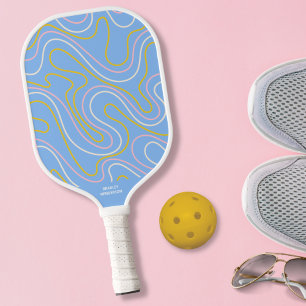 Fun Colourful Abstract Doodle Lines Custom Text Pickleball Paddle