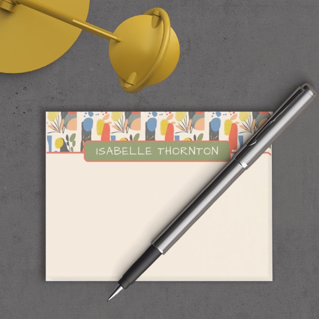 Fun Colourful Abstract Pattern Name Post-it Notes (Pretty Post-it Notes)