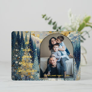 Fun Colourful Abstract Winter Wonderland Art Gold Foil Holiday Card