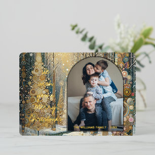 Fun Colourful Abstract Winter Wonderland Art Gold Foil Holiday Card