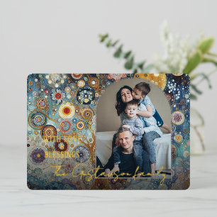 Fun Colourful Abstract Winter Wonderland Art Gold Foil Holiday Card