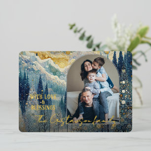 Fun Colourful Abstract Winter Wonderland Art Gold Foil Holiday Card