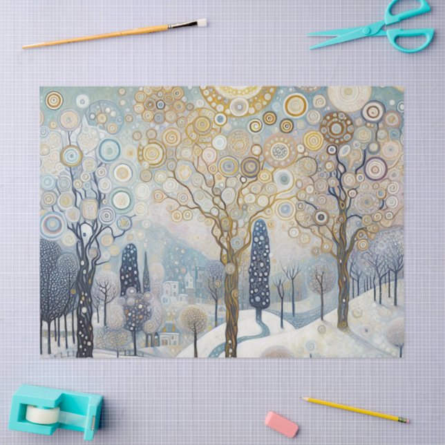 Fun Colourful Abstract Winter Wonderland Art Tissue Paper (Craft)