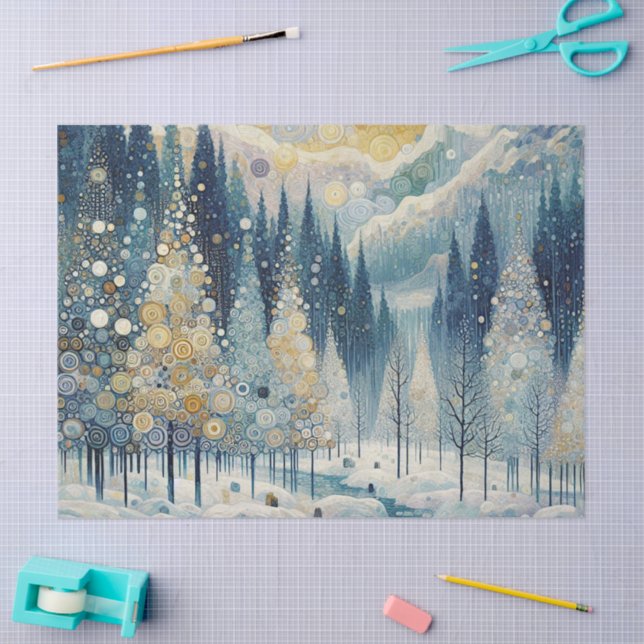 Fun Colourful Abstract Winter Wonderland Art Tissue Paper (Craft)