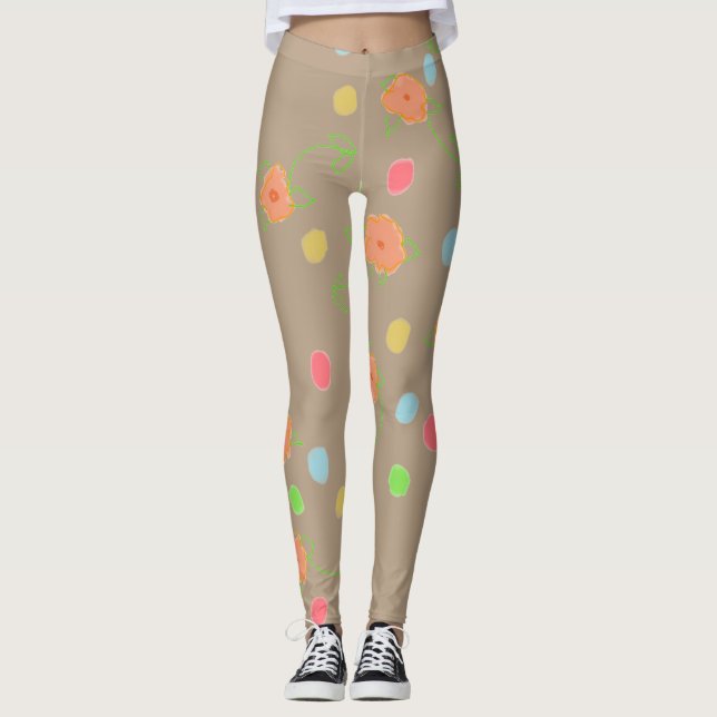 Fun Colourful And Floral Leggings (Front)