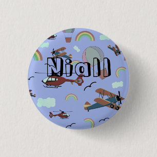 Fun Colourful Aviation    1 Inch Round Button